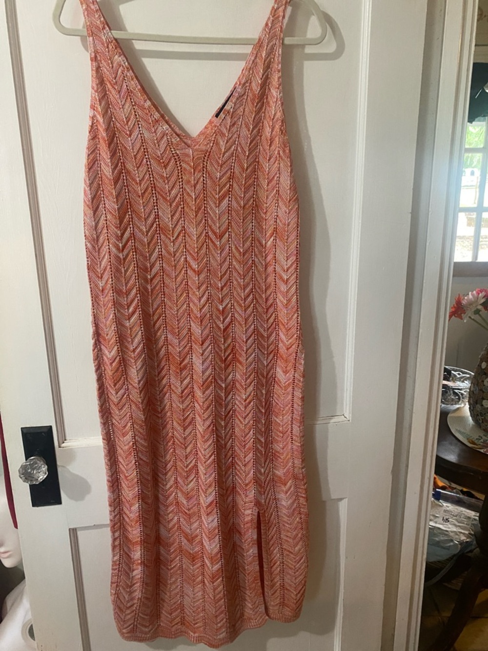 Steve Madden Orange Chevron Knit Maxi Dress with Pink Accents